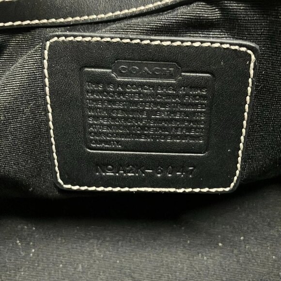 Auth COACH Signature 6047 Gray Black Jacquard Leather Handbag - Picture 4 of 12